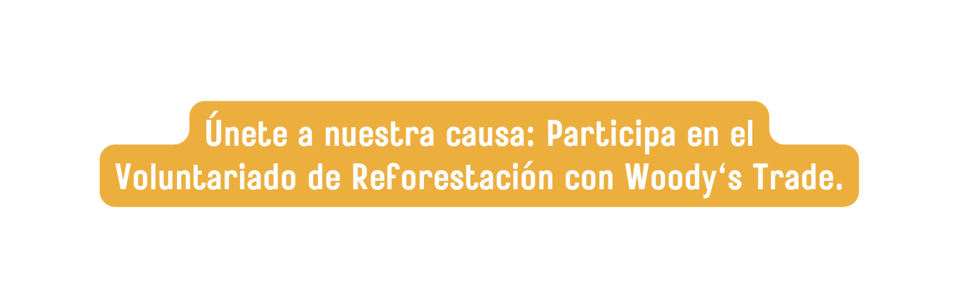 Únete a nuestra causa Participa en el Voluntariado de Reforestación con Woody s Trade
